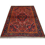 Handmade vintage persian rug traditional red wool rug- 142x187cm