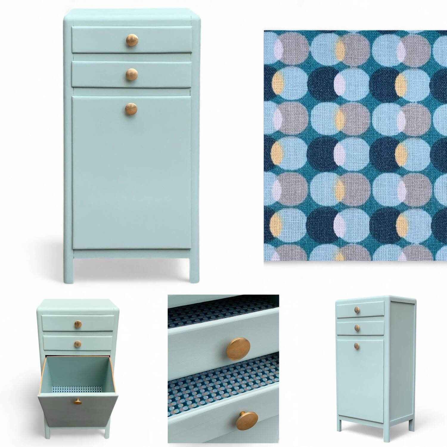 Vintage gray green bathroom chest of drawers