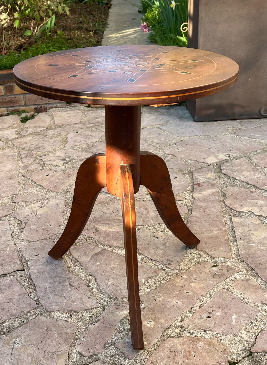Old inlaid pedestal table