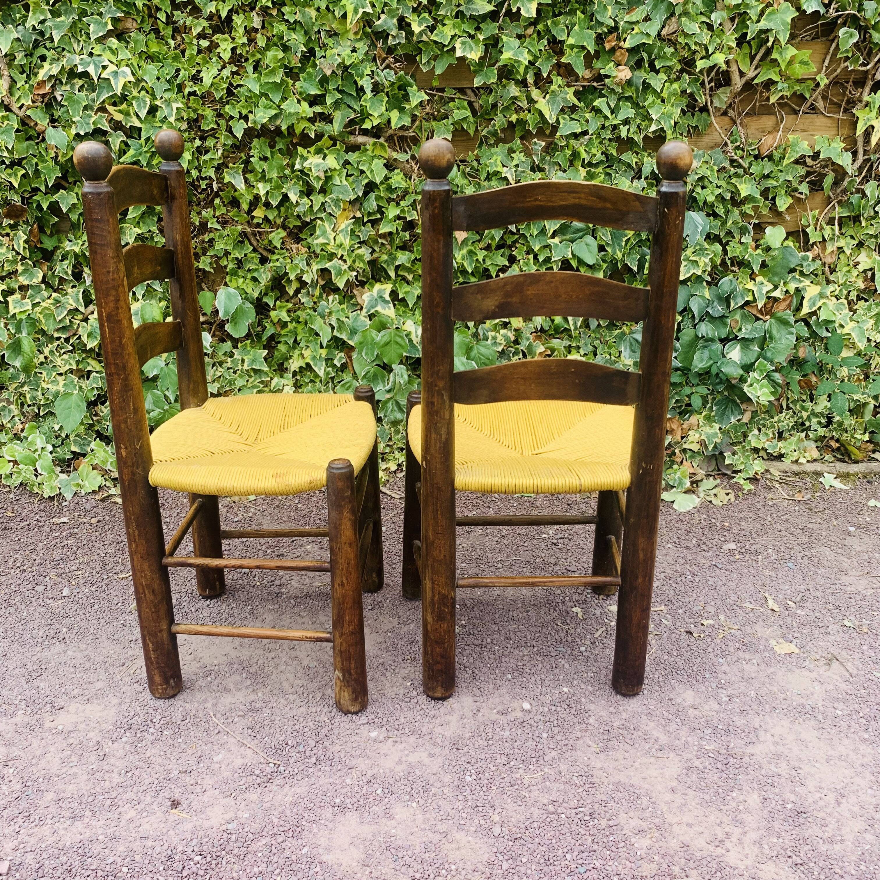 Paire de chaises bois et paille