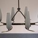 Eight-light chandelier in glass and brass, France circa 1960.