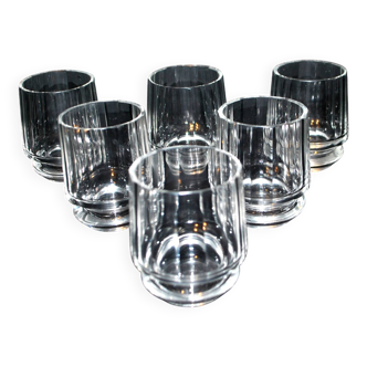 Lot de 6 verres ART DECO gobelet à alcool en verre taillé Tchécoslovaquie
