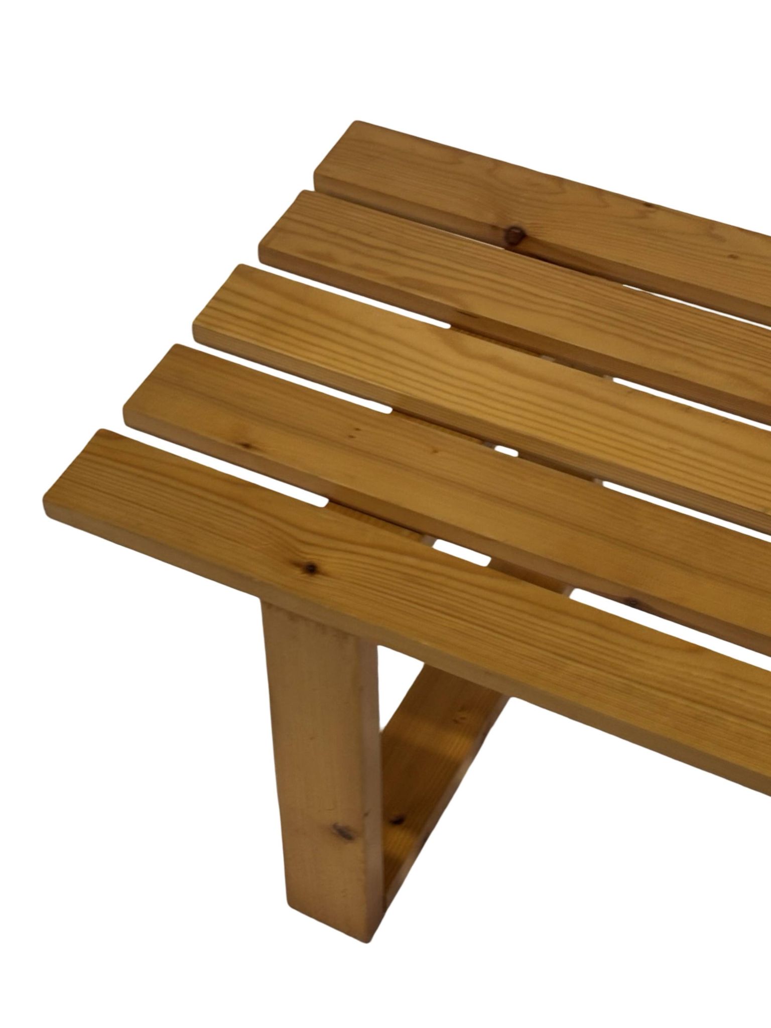 Vintage Scandinavian modern pinewood slatted bench from the 1960's