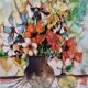 Lithograph by Claude Sauzet "Bouquet" from 1983