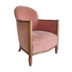 Armchair art deco pink velvet trim