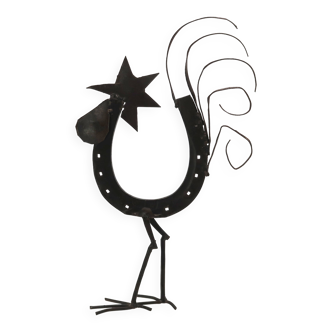 Folk art sculpture, metal rooster, 1950s. Height: 36.5 cm