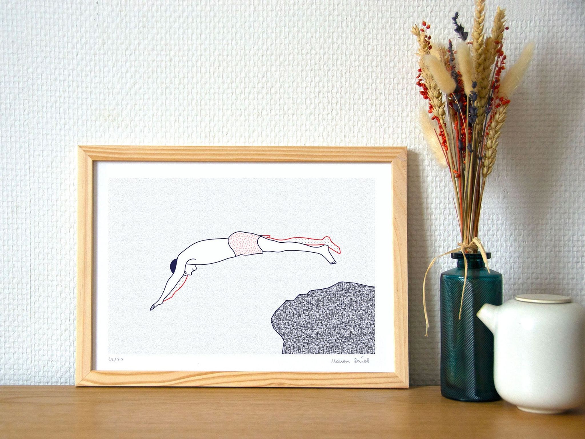 Illustration A4 naiade no. 6/8 bretagne baigneuse mer