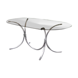 Dining table from the 70s top smoked glass base chrome
