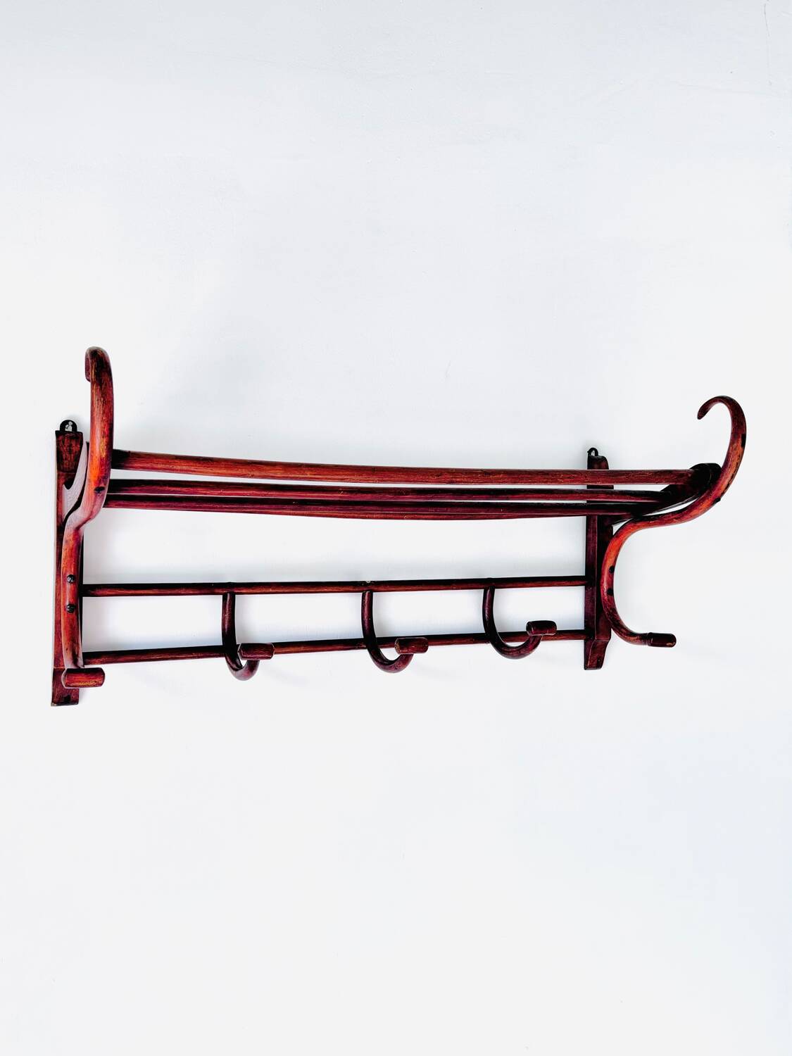 1900 Art Nouveau curved wood cloakroom