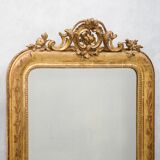 19th C Louis Philippe mirror with ornate rose crest