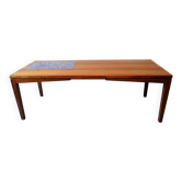Danish rosewood and blue ceramic tile coffee table, Denmark 1960s