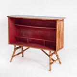 Vintage bar counter in canning and rattan. France, 50s.