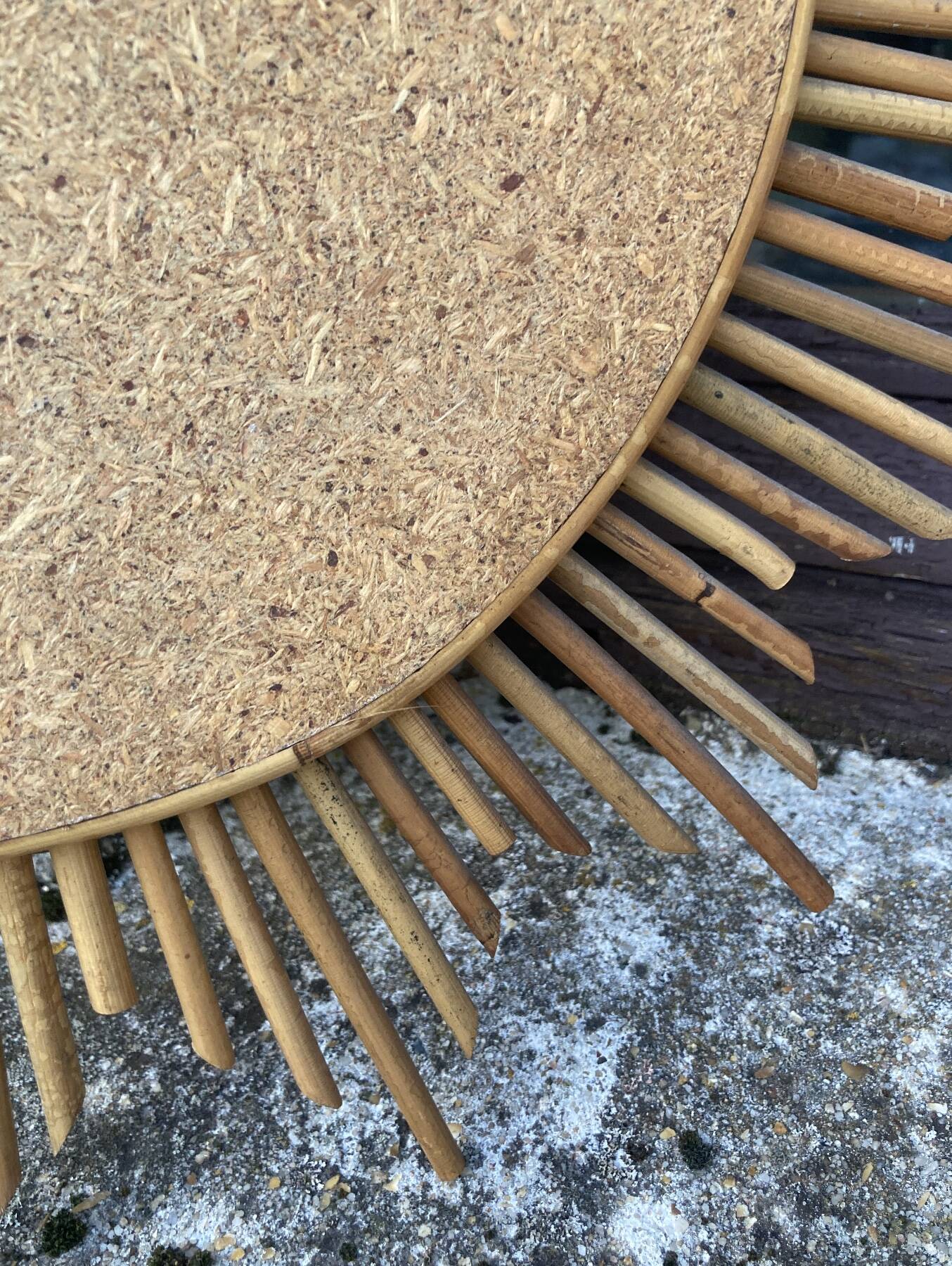 Vintage rattan sun mirror