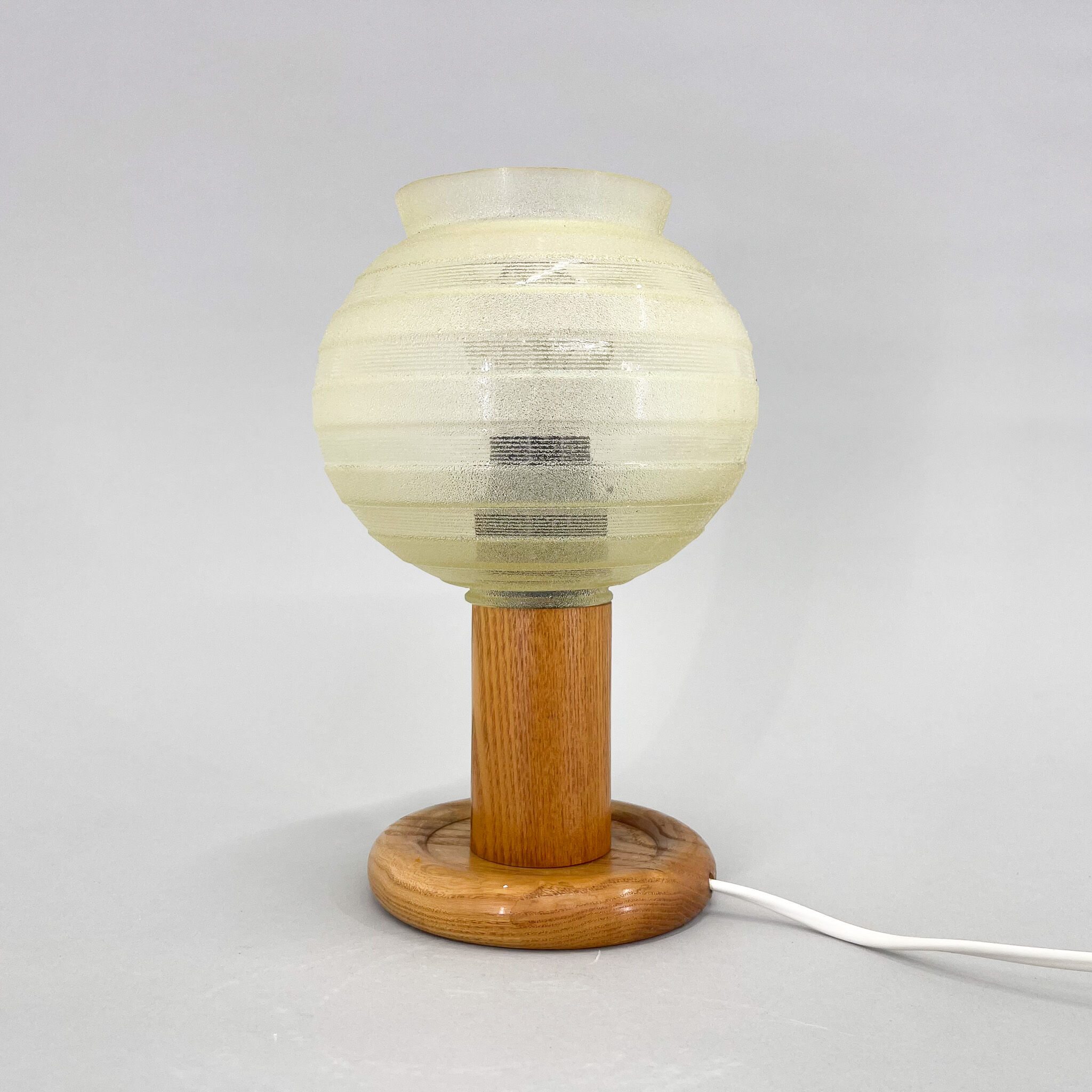Mid-century Wood & Glass Table Lamp, 1970s