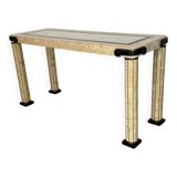 Console d'entrée vintage en travertin et laiton de style italien, années 1980