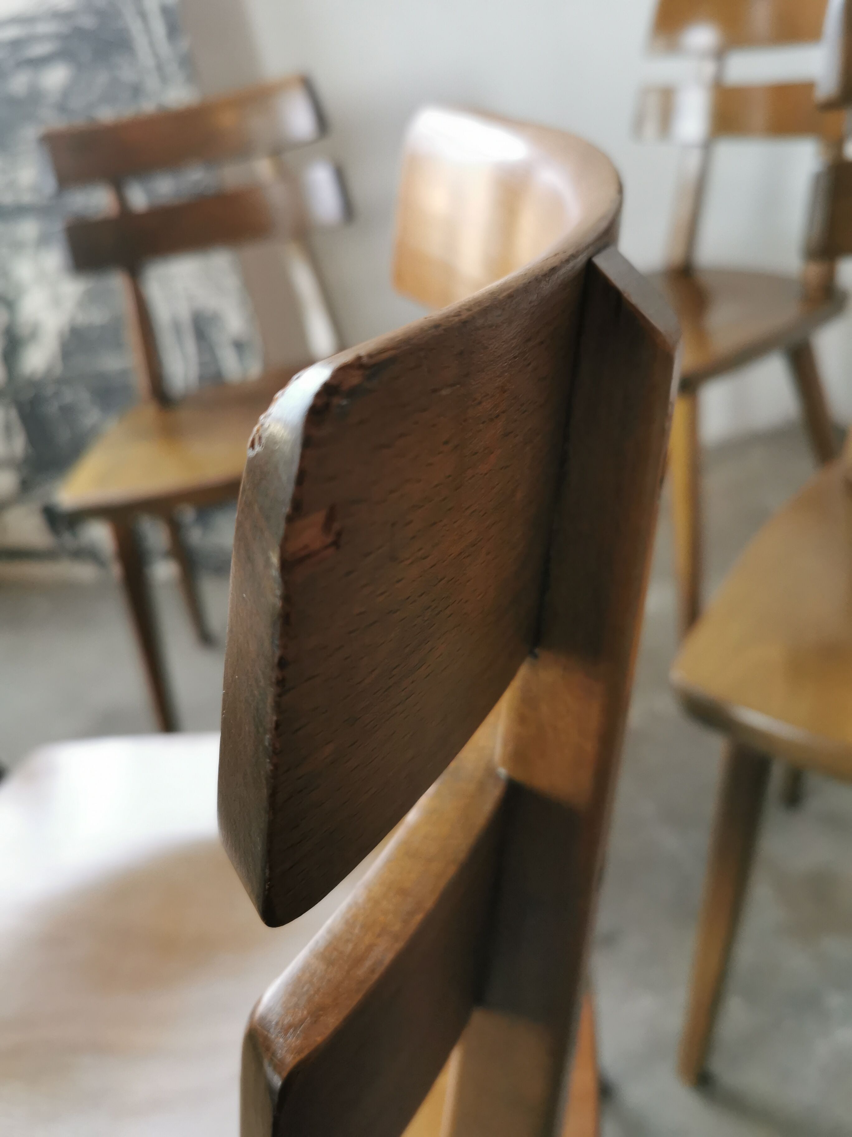Set de 6 chaises tout bois 1960