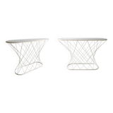 White Twisted Console 1980s  Noguchi Style USA Mid Century Oval