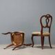Set of 4 antique Louis-Philippe walnut chairs, upholstered seat, Italy, 19th century.