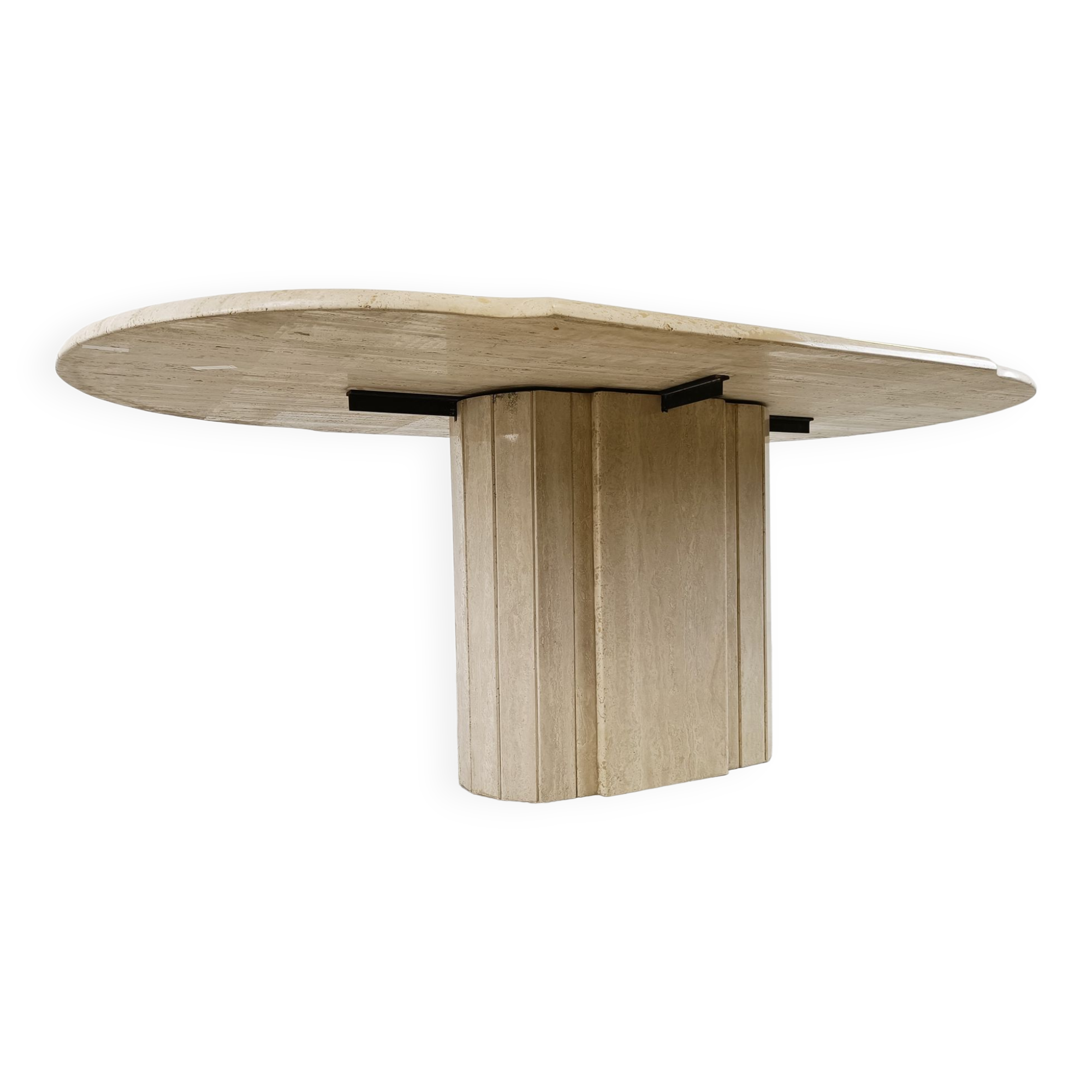 Vintage oval travertine dining table, 1970s