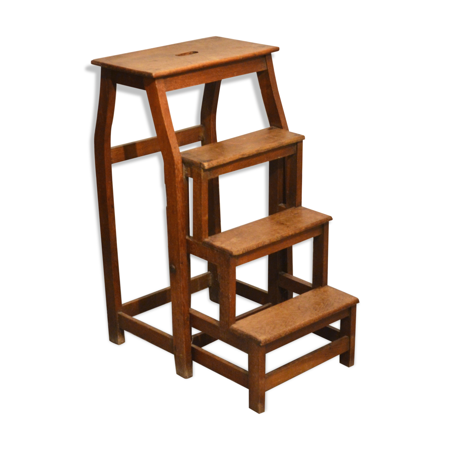 Escabeau ancien de bibliothèque en bois massif | Selency