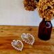 Pair of vintage leaf-shaped glass bowls from the 1970s.