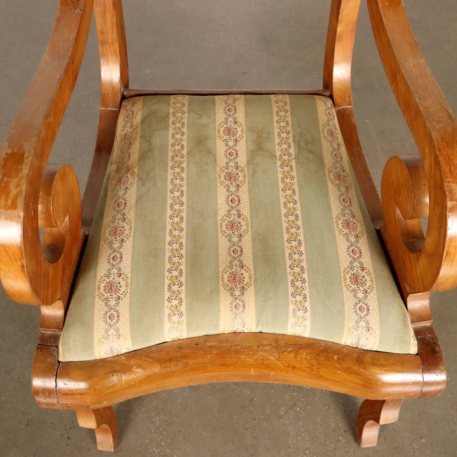 Louis-Philippe antique armchair in cherry wood, Italy, 19th century