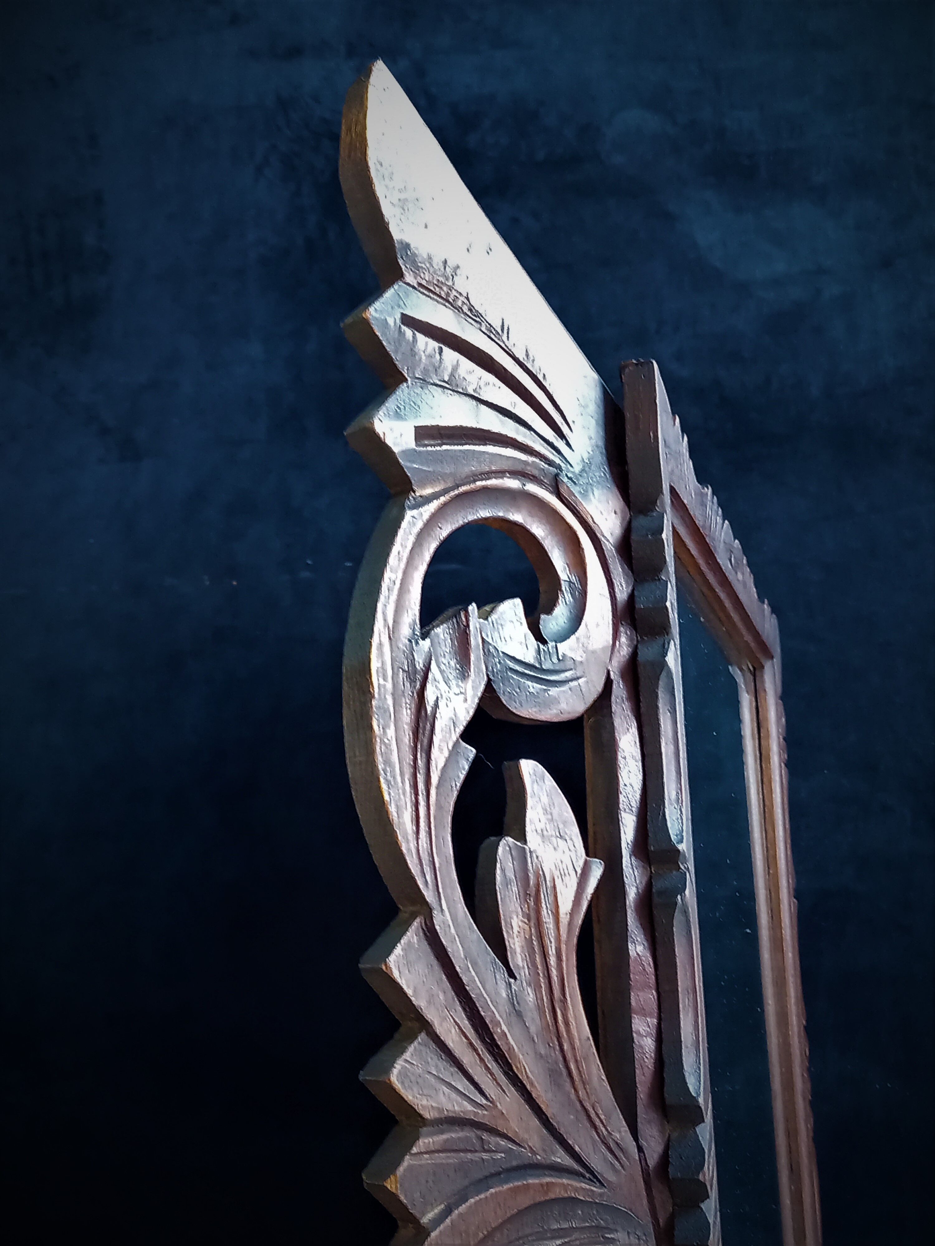 Antique oak mirror carved baroque style