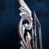 Antique oak mirror carved baroque style