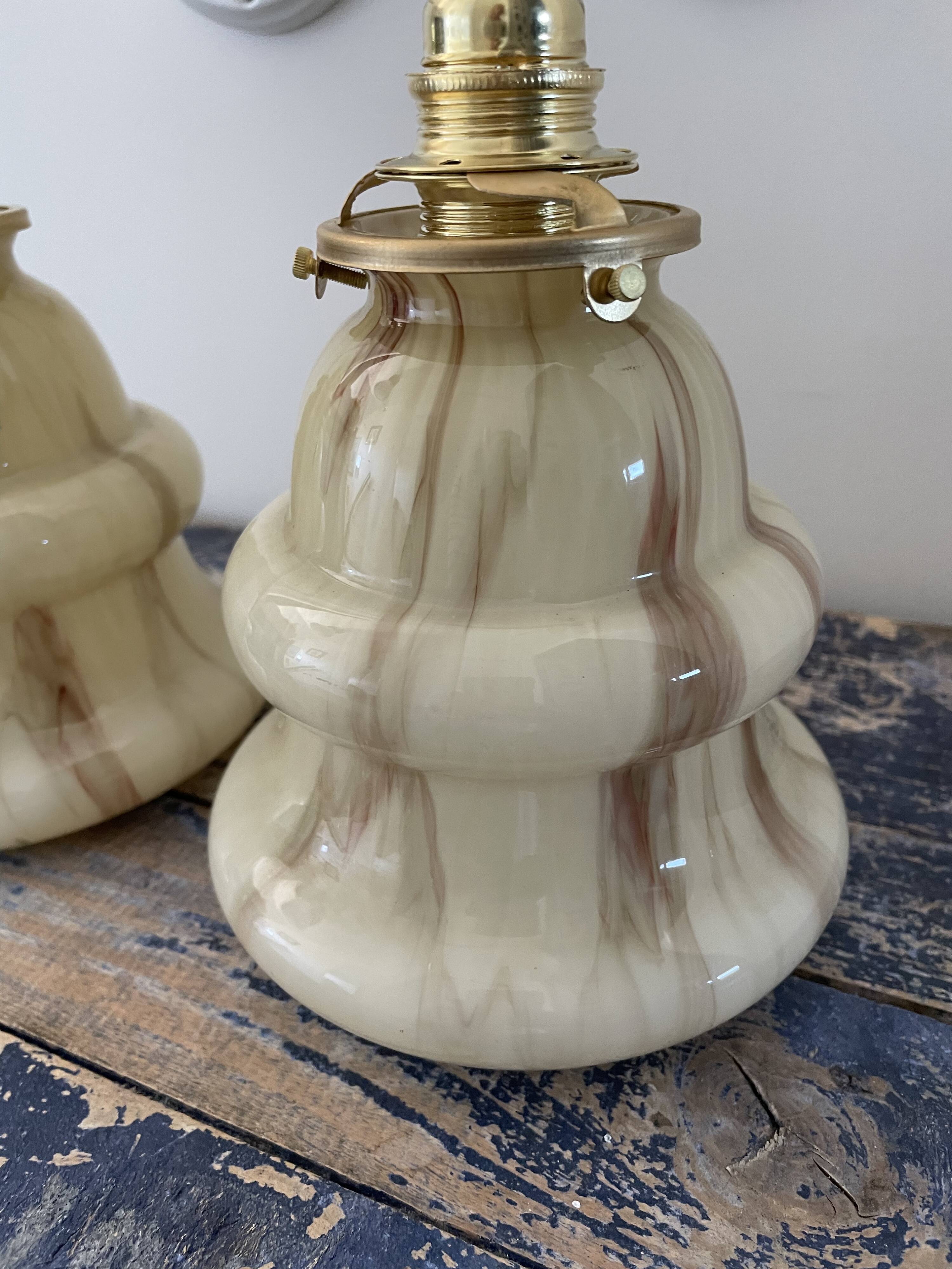 Set of two new electrified art deco wall lamps
