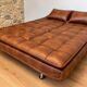 Brown cognac tufted convertible sofa – vintage spirit