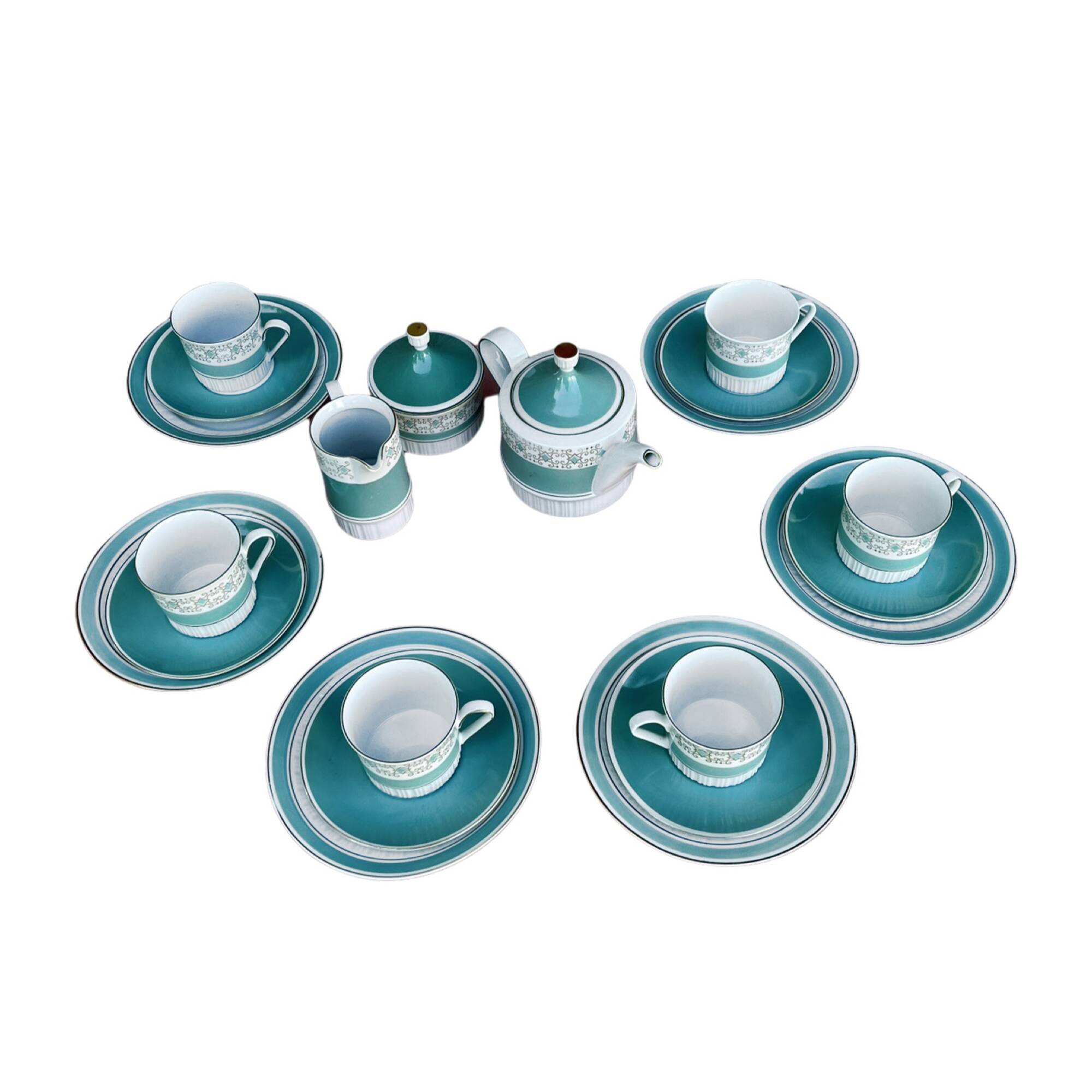 Turquoise porcelain service by Kahl, Germany, 1960s.