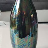 Iridescent japanese vase with floral patterns. stamped japan. high 27.5 cm