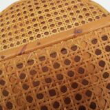 Old mail rack in wood and honey-colored rattan