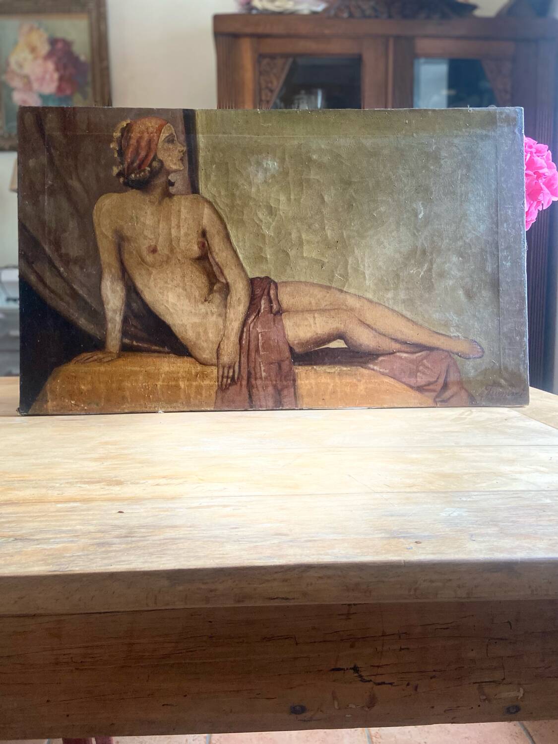 Old painting Female nude Art Deco period