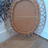 Oval rattan mirror