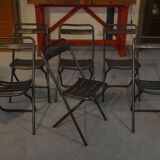 Set of 6 industrial folding chairs assembled by soldering 1950