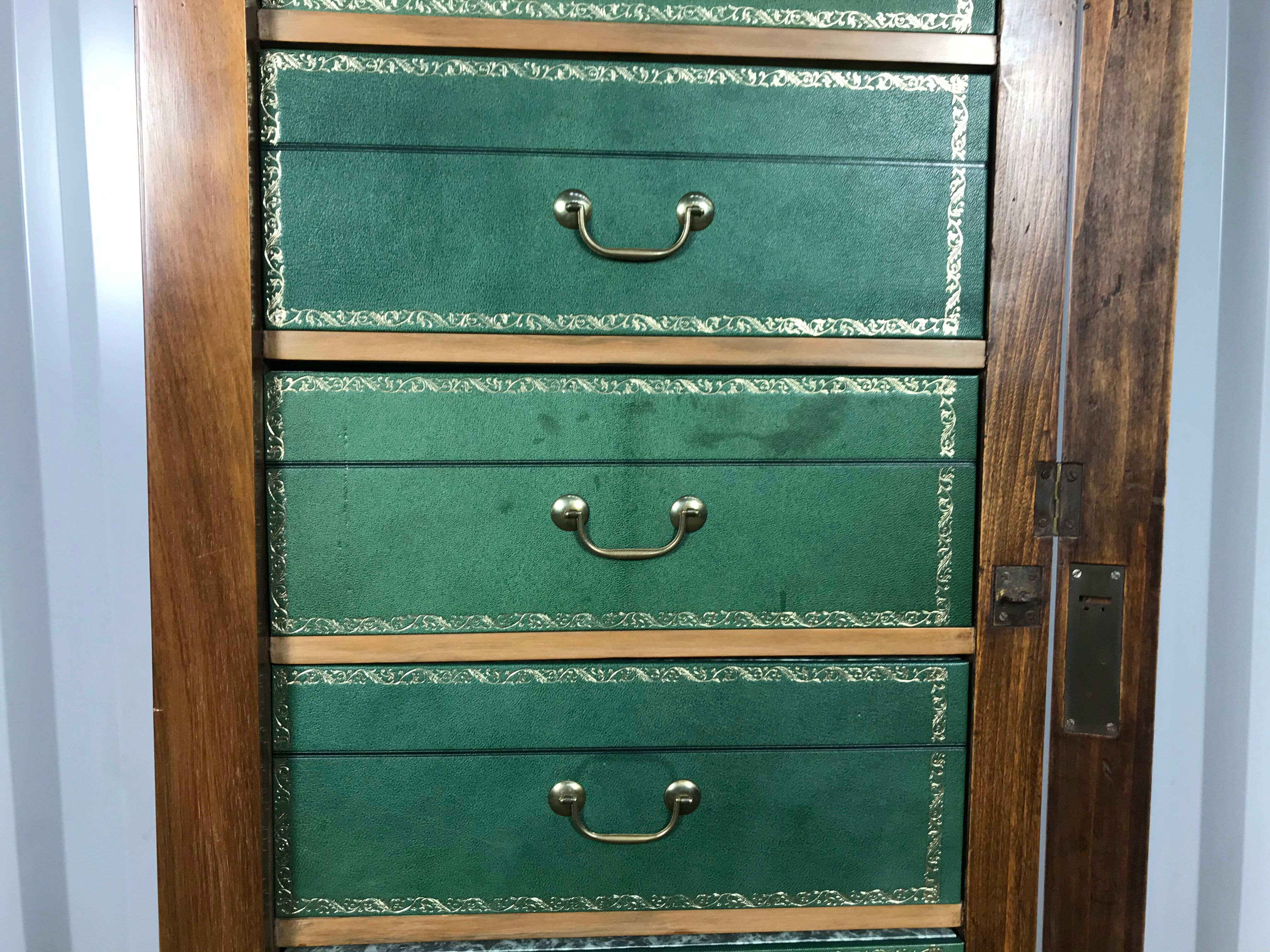 Green leather and walnut cardboard Louis Philippe