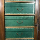 Green leather and walnut cardboard Louis Philippe