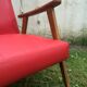 Pair of Scandinavian-style armchairs wood and red skai