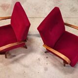 Pair of model 6951 corduroy armchairs by Jaroslav Smidek for Ton 1960