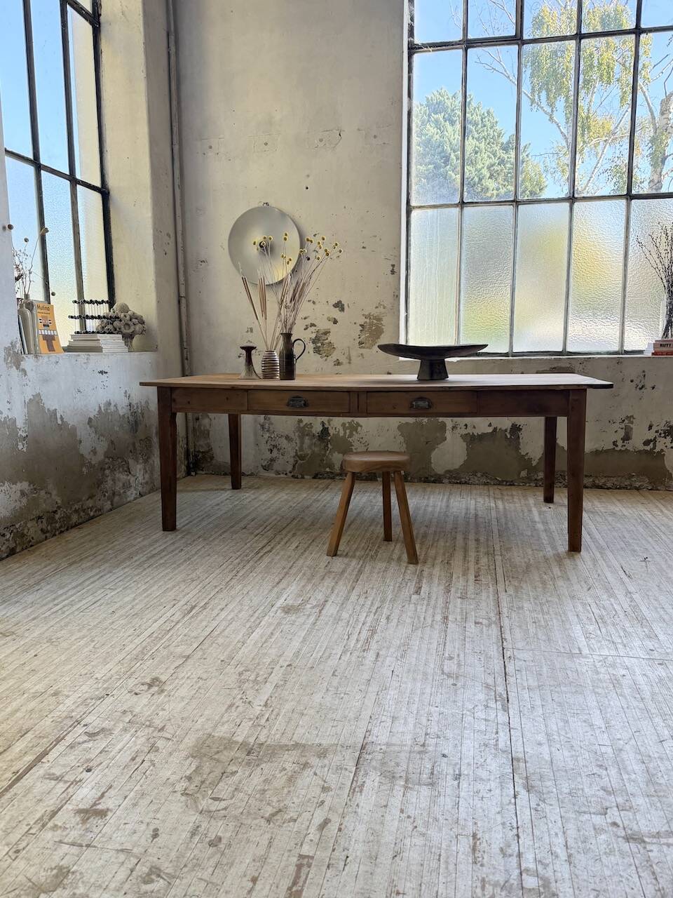 Table de ferme XL 220 cm pin 1950