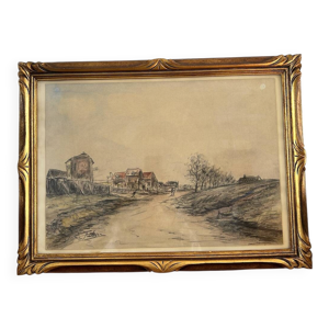 Tableau au fusain edouard