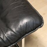 Vintage armchair by Johan Bertil Häggström for Ikéa in leather and chrome metal, 1970s