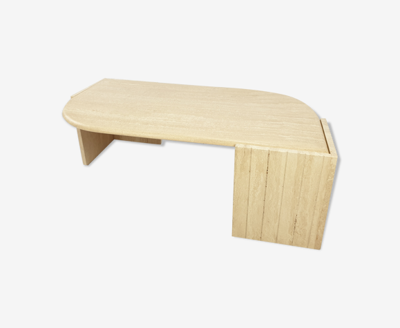 Table basse italienne travertin du milieu du siècle, années 1980