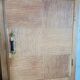 1950s two-body buffet, oak veneer, tapered legs.
