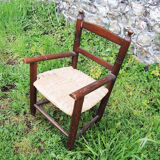 Ancien fauteuil pour enfant bois & paille
