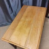 Old desk table in patinated anthracite revamped beech.