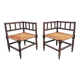 Pair of corner chairs or armchairs "fireplace corner" (Straw seat)