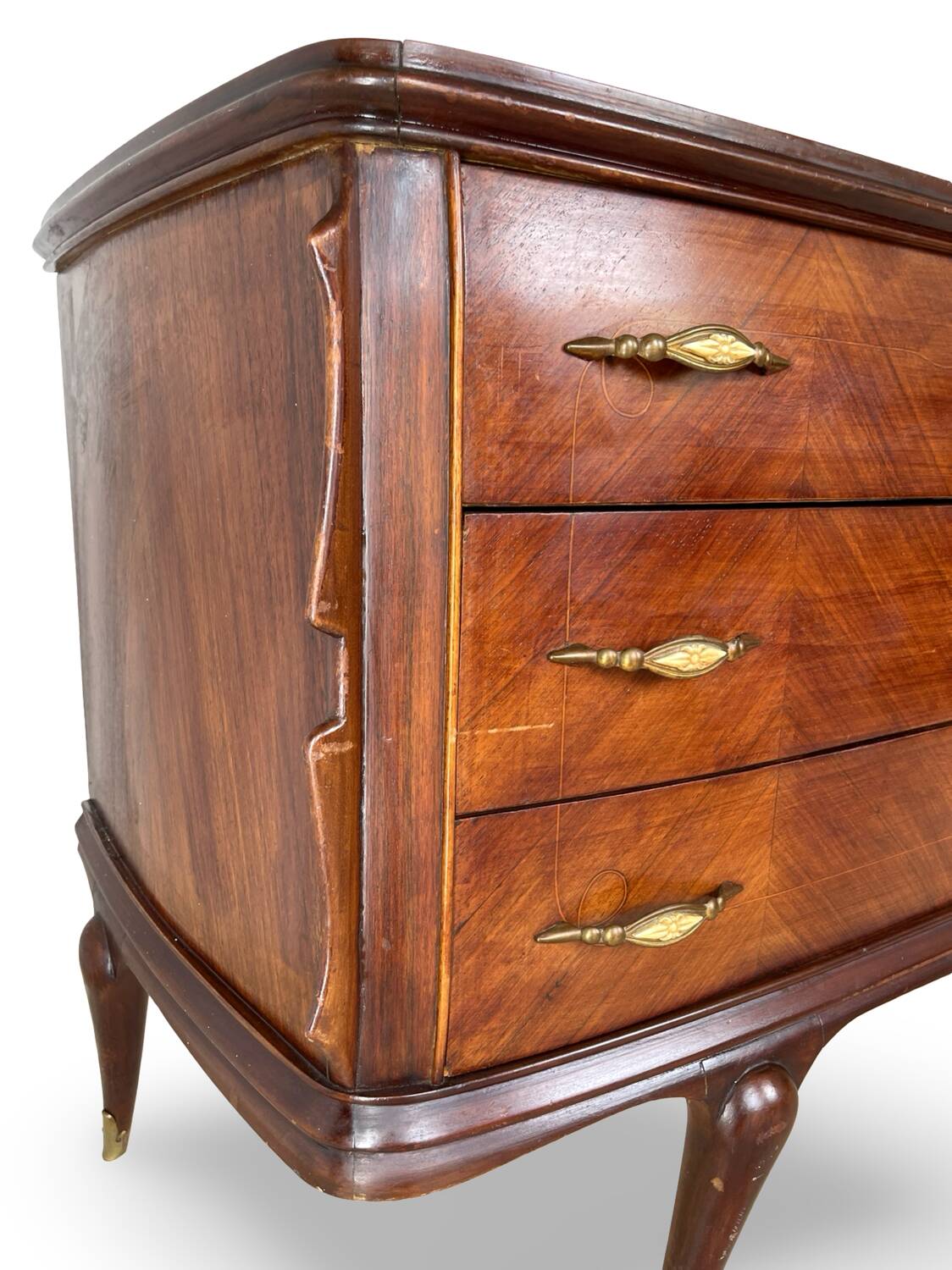 Commode en placage de palissandre avec plateau en onyx vert