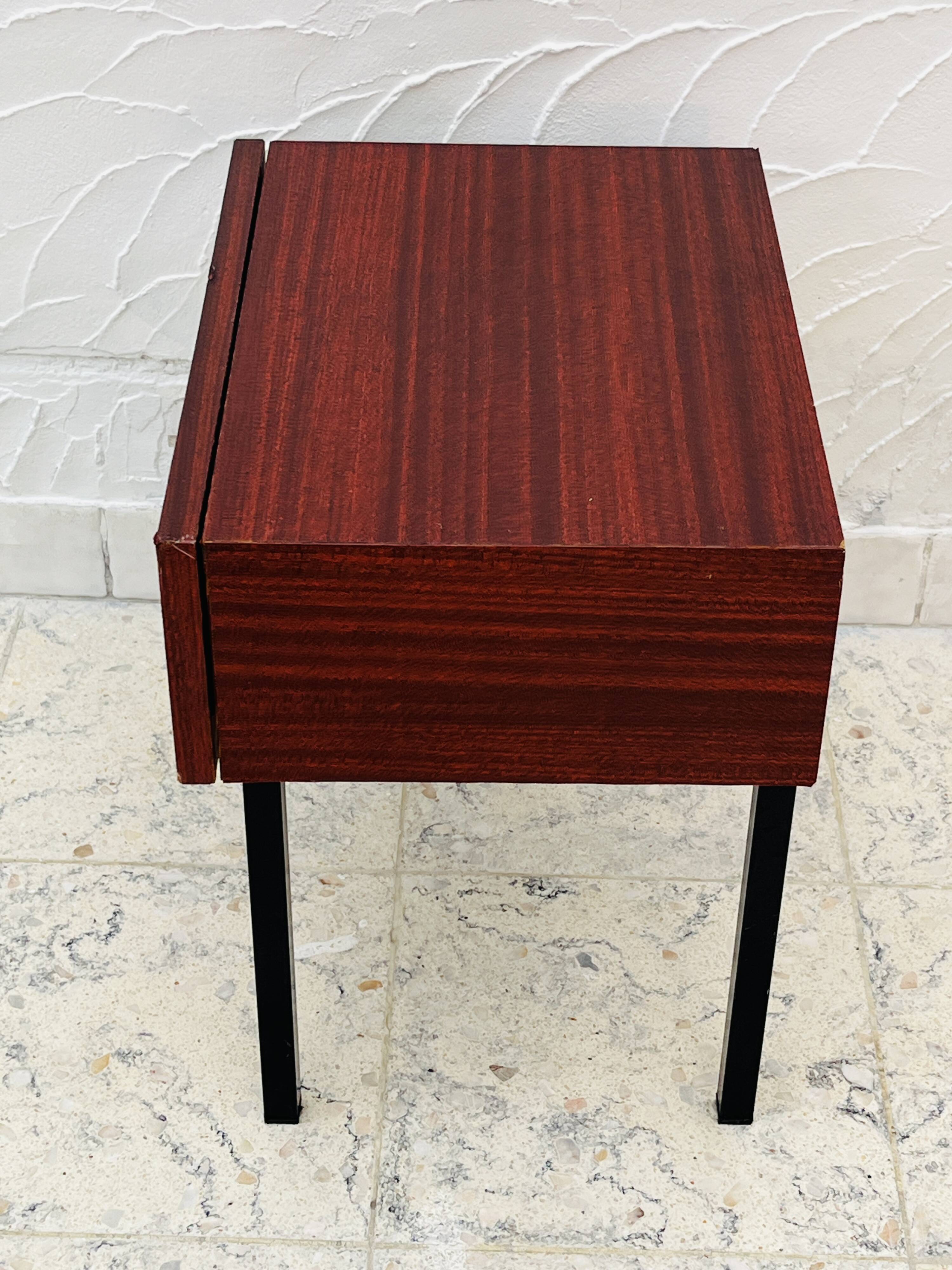 Vintage bedside table wood and metal from the 70s